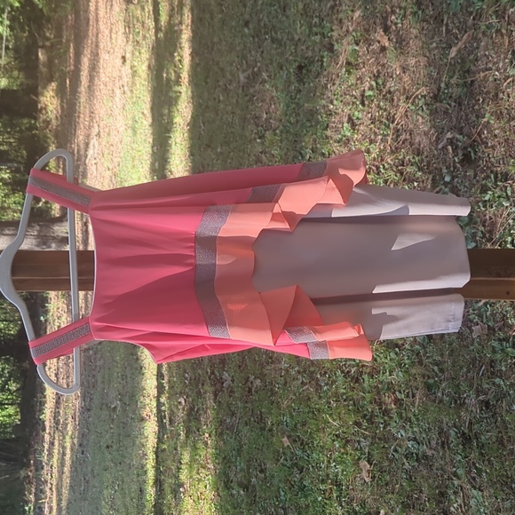 ❤️5/$25  c luce coral orange and tan dress - Picture 7 of 10